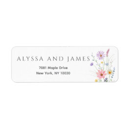 Delicate Wildflower Meadow Wedding Return Address Returadress Etikett