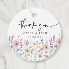 Delicate Wildflower Meadow Wedding Thank You Gåvor Etiketter