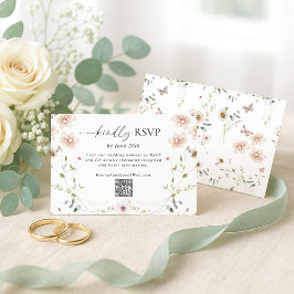 Delicate Wildflower Wedding QR Code OSA Kort