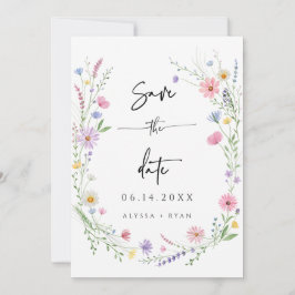 Delicate Wildflower Wedding Save the Date Card Inbjudningar