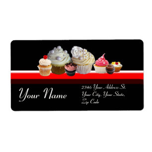 DELICIÖS MUFFINS DESERT SHOP, Rosa Black Red Fraktsedel