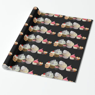 DELICIÖS MUFFINS DESERT SHOP, Rosa Black Red Presentpapper