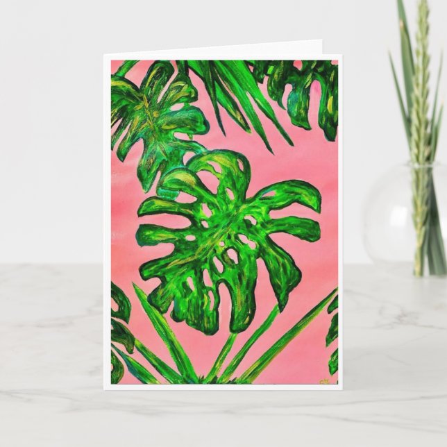 Deliciosa Monstera i Rosa Card<Blank Inside> Inbjudan (Framsida)