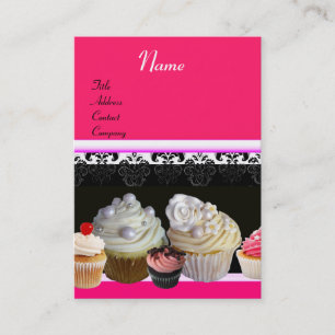 DELICIÖSA MUFFINSAR DESERT SHOP, Rosa Fuchsia Red Visitkort