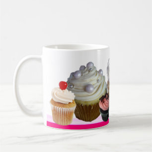 DELICIÖSA MUFFINSAR DESERT SHOP,Rosa,Fuchsia,Vit Kaffemugg