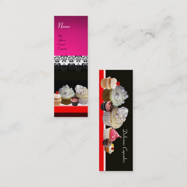 DELICIÖSA MUFFINSAR ÖNSKAR SHOP, Rosa Lila Violet Mini Visitkort (Fram/baksida)