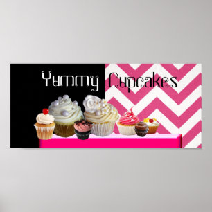 DELICIÖSA MUFFINSAR ÖNSKAR SHOP/ ROSA WHITE CHEVRO POSTER