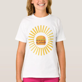 Delicioso hamburguer com batatas fritas t shirt