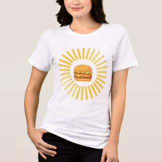 Delicioso hamburguer com batatas fritas t shirt
