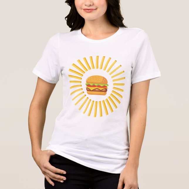 Delicioso hamburguer com batatas fritas t shirt (Framsida)