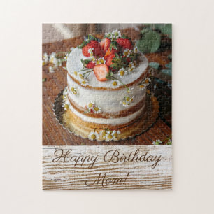 Delicious Cake Topped med Strawbär Birthday Pussel