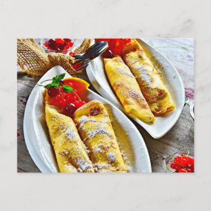 Delicious Crepe Red Berries Pancake Dessert Vykort