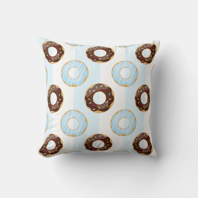 Delicious Donuts Blue Rand Mönster Pillow Kudde (Framsida)