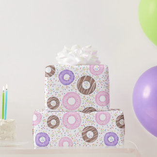 Delicious Donuts on White Wrapping Paper Presentpapper