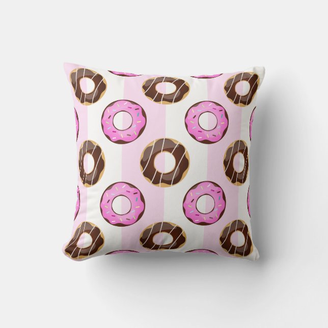 Delicious Donuts Rosa Rand Mönster Pillow Kudde (Framsida)