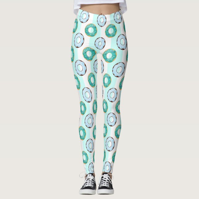 Delicious Donuts Turcos Rand Mönster Leggings (Framsida)
