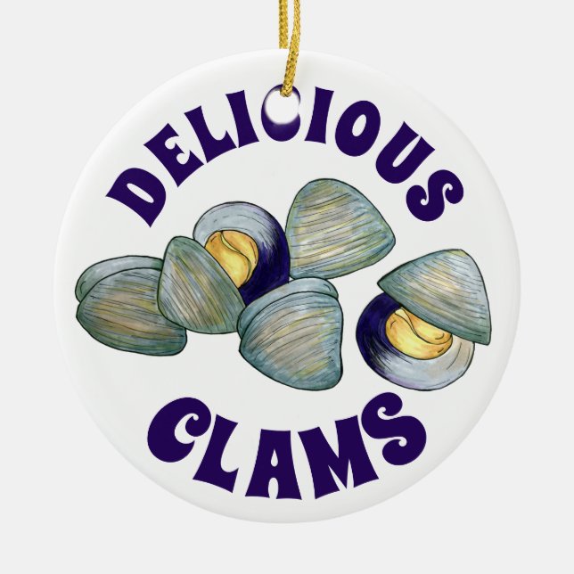 Delicious New England RI Steamed Clams Clambake Julgransprydnad Keramik (Framsidan)
