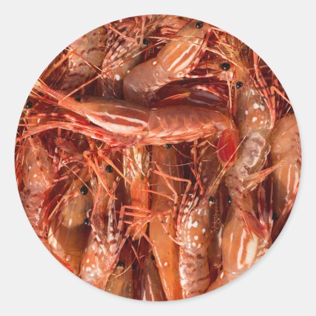 Delicious Prawns Runt Klistermärke (Framsida)