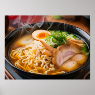 Delicious Ramen Noodles Food Background Poster