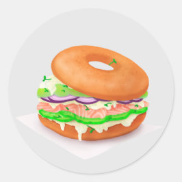 Delicious Salmon Bagel Classic Round Sticker Runt Klistermärke
