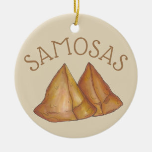Delicious Samosas Indian Food Sambusas Pastry Julgransprydnad Keramik