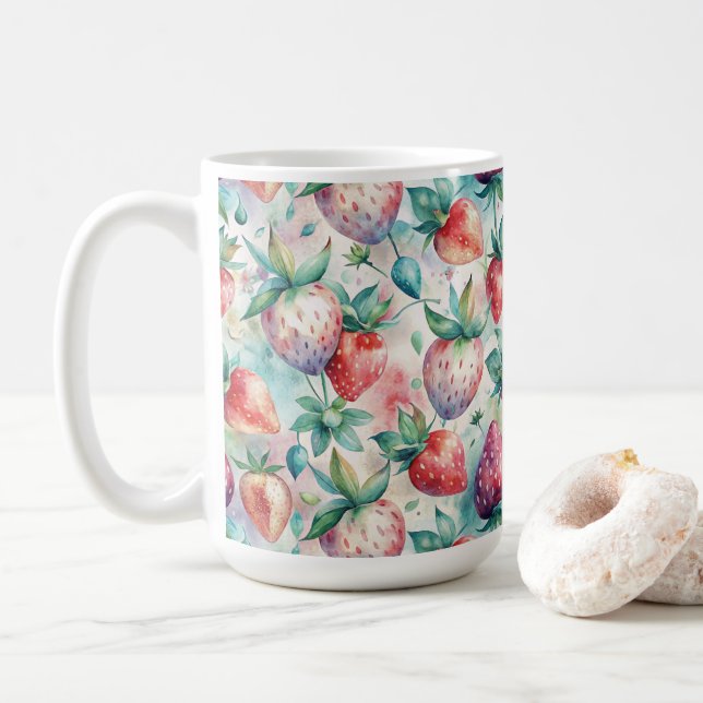 Delicious Watercolor Strawberries Kaffemugg (Med munk)