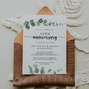 Delight Eucalyptus 50-års bröllopsjubileum Inbjudningar