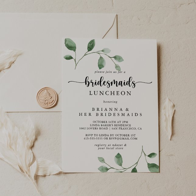 Delight Eucalyptus Bridesmaids Luncheon Shower Inbjudningar (Skapare uppladdad)