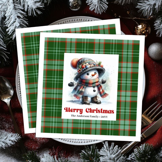 Delightful funny snowman watercolor kids napkins  pappersservett (Delightful funny snowman watercolor kids napkins )