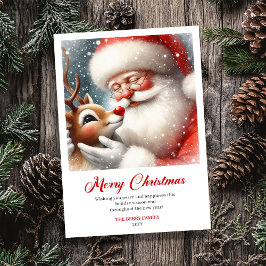 Delightful Santa With Rudolph Fun Christmas Cards Julkort