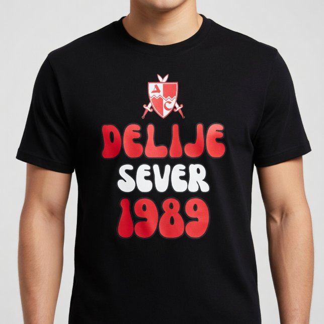 Delije Sever 1989 Ceveno Beli T Shirt (Skapare uppladdad)