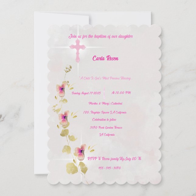 Delikant Elegance acrylic baptism-inbjudan Inbjudningar (Framsida)