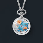 Delikat 3D Pastel Flowers Watch Necklace Armbandsur<br><div class="desc">Vi presenterar vår 3D Blue and Orange Flowers Watch Necklace, en fängslande blandning av funktioner och stil. Det här unika halsbandet har en sköljande vaktsduk som är försedd med fina blå blommor och orangar i en fantastisk 3D-design. Den vaktande ledaren är utformad med stor noggrannhet, och fungerar både som chicens...</div>