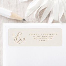 Delikat adressetikett för Guld och Cream Return Returadress Etikett