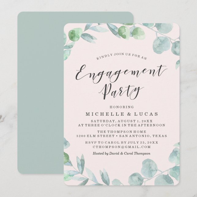 Delikat andetag | Inbjudan till Förlovningsfest (Fram/baksida)