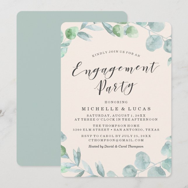 Delikat andetag | Inbjudan till Förlovningsfest (Fram/baksida)