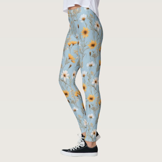 Delikat australiska Wildblommor på Blue Leggings (Vänster)