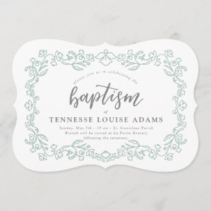 Delikat Baptism-inbjudan till Baby i Blommigt Inbjudningar