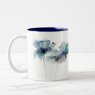 Delikat Blåa blommor 2-tona Mugg