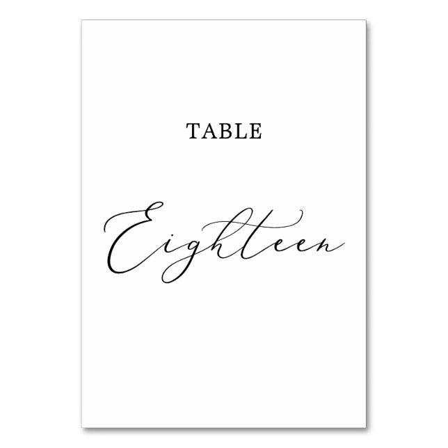 Delikat Black Calligraphy Bord 18 Bordsnummer (Framsidan)