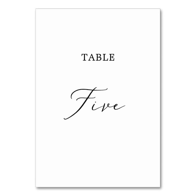 Delikat Black Calligraphy Bord Fem Bordsnummer (Framsidan)