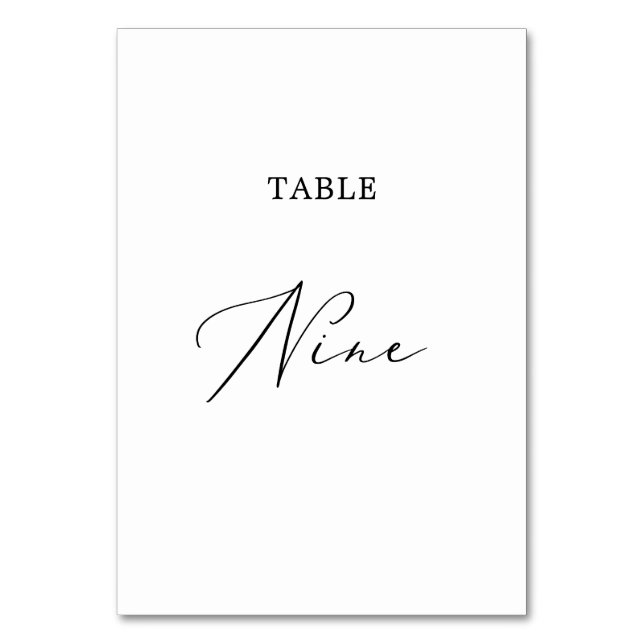 Delikat Black Calligraphy Bord Nine Bordsnummer (Framsidan)