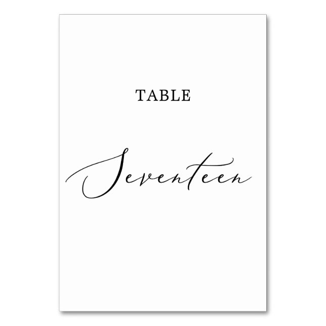 Delikat Black Calligraphy Bord Seventeen Bordsnummer (Framsidan)