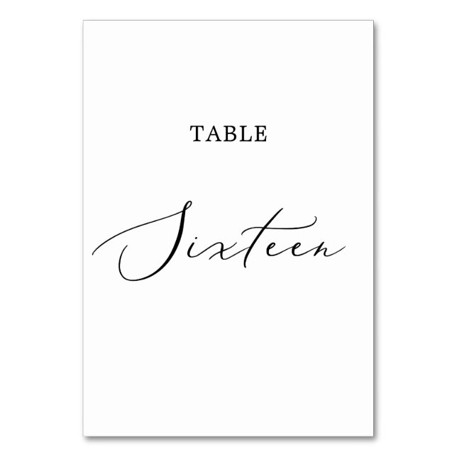 Delikat Black Calligraphy Bord sexton Bordsnummer (Framsidan)
