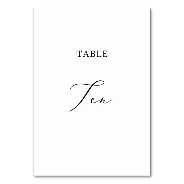 Delikat Black Calligraphy Bord Ten Bordsnummer (Framsidan)
