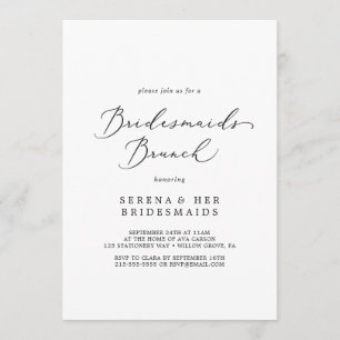 Delikat Black Calligraphy Bridesmaids Brunch Inbjudningar