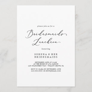Delikat Black Calligraphy Bridesmaids Luncheon Inbjudningar