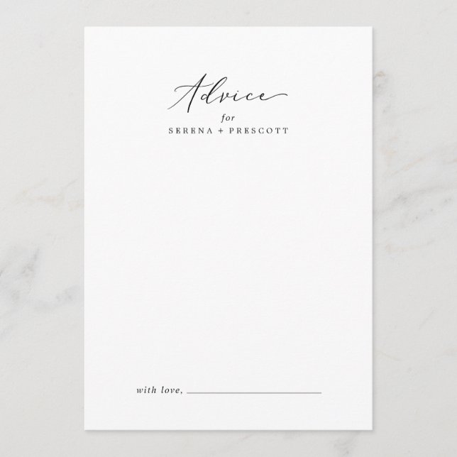 Delikat Black Calligraphy Bröllop Rådkort (Framsida)