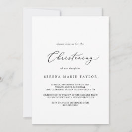 Delikat Black Calligraphy Christening Inbjudningar