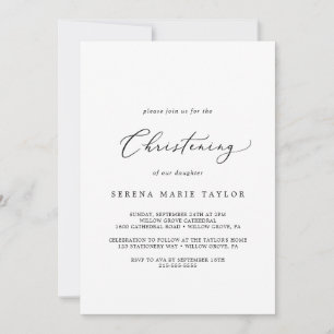 Delikat Black Calligraphy Christening Inbjudningar